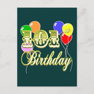 Cartão Postal Aniversário de 101ruas com Balões