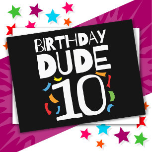 Cartão Postal Aniversário de 10 anos Menino de 10 anos de idade 