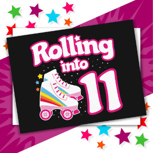 Cartão Postal Aniversário de 11 anos de patinação no rolo 11 ano