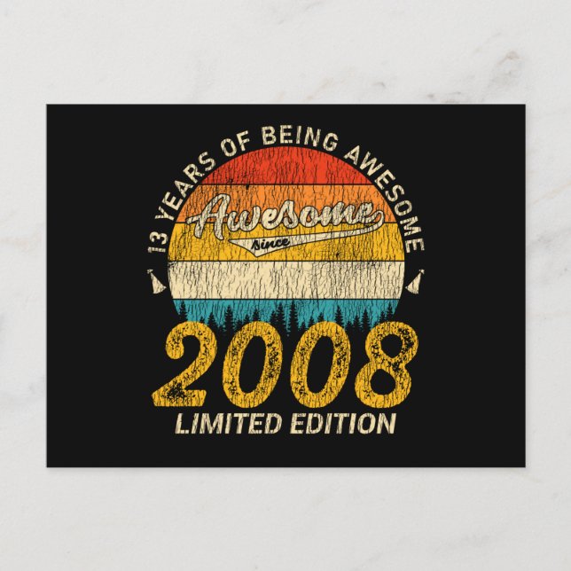 Cartão Postal Aniversário de 13 anos 2008 Incrível desde o 13º A (Frente)