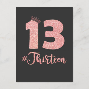 Cartão Postal Aniversário de 13 anos Menina Menino Oficial Adole