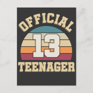 Cartão Postal Aniversário de 13 anos Retro Oficial Adolescente