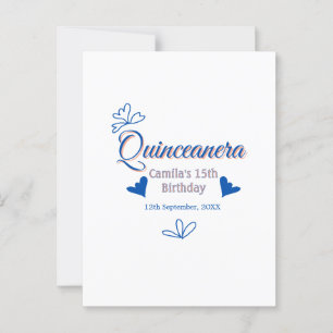 Cartão Postal Aniversário de 15 anos Blue peach quinceanera rúst