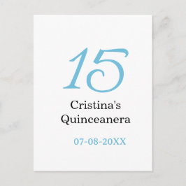 Cartão Postal aniversário de 15 anos da quinceanera azul preto l
