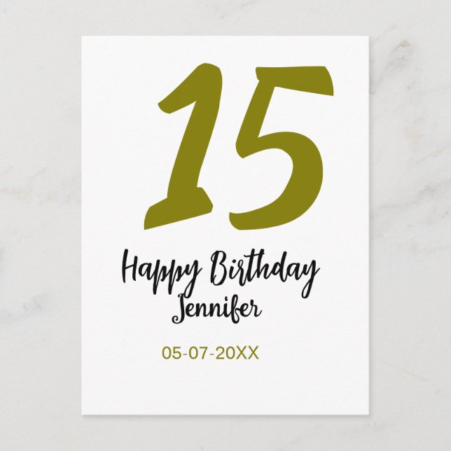 Cartão Postal aniversário de 15 anos quiencenera adicionar data  (Frente)