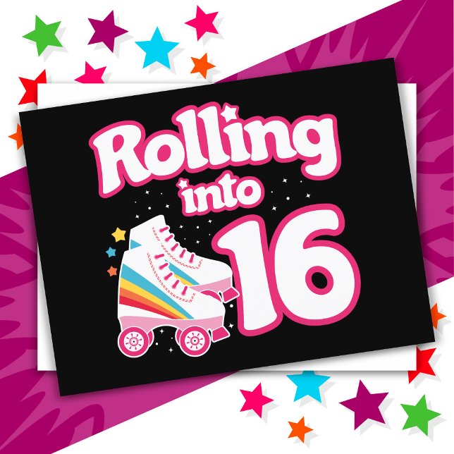 Cartão Postal Aniversário de 16 anos de Patins sobre Rodas 16 An (Criador carregado)
