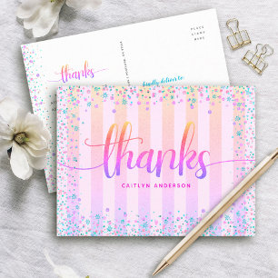 Cartão Postal Aniversário de 16 anos doce arco-íris ombre glitte