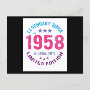 Cartão Postal Aniversário de 1958 Vintage