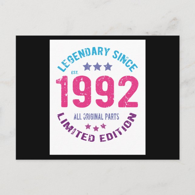 Cartão Postal Aniversário de 1992 (Frente)