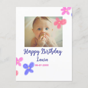 Cartão Postal Aniversário de 1 ano de bebês crianças adicione no