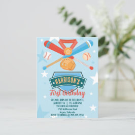 Cartão Postal Aniversário de 1 ano do Calouro do Ano de Beisebol