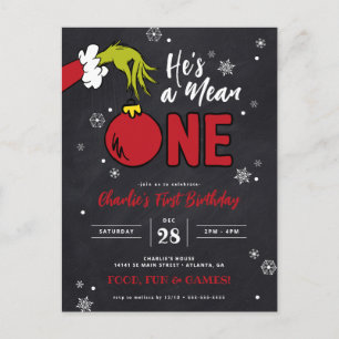 Cartão Postal Aniversário de 1 ano do Grinch Ele é um Mau