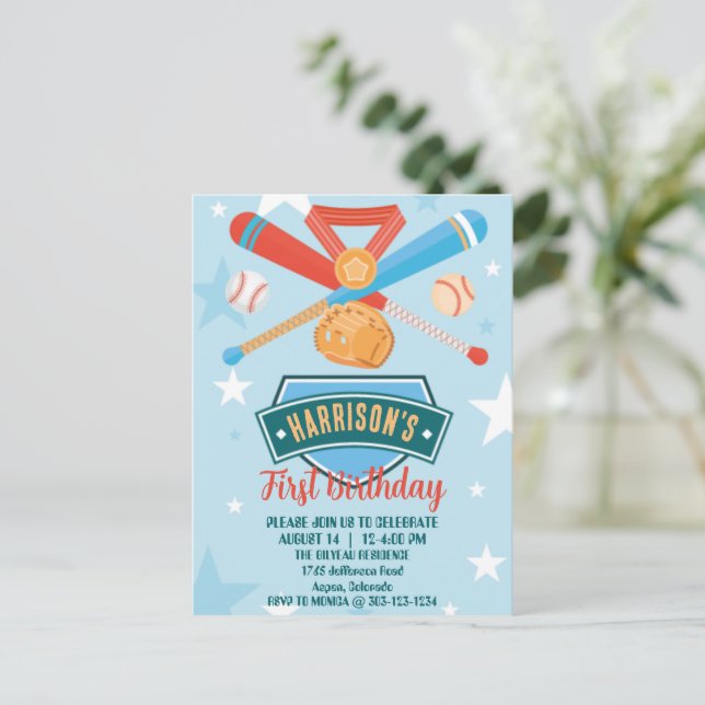 Cartão Postal Aniversário de 1 ano do Rookie de Beisebol do Ano (Em pé/Frente)