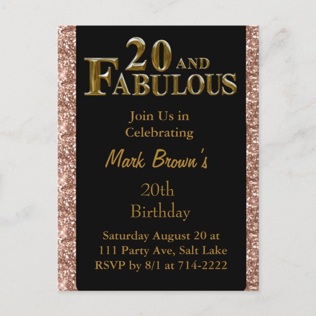 Cartão Postal Aniversário de 20 anos  (Frente)