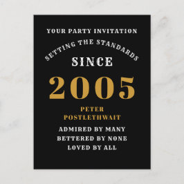 Cartão Postal Aniversário de 20 anos 2005 Preto Ouro