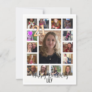 Cartão Postal aniversário de 21 anos Almond floresce creme azul