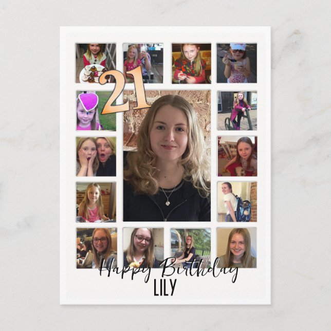 Cartão Postal aniversário de 21 anos Almond floresce creme azul (Frente)