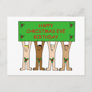 Cartão Postal Aniversário de 24 de Dezembro Cartoon Homens