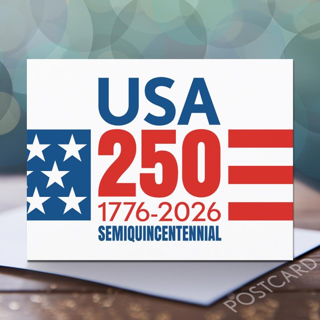 Cartão Postal Aniversário de 250 anos da América - Listras e Est (USA 250 Postcard)