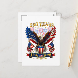 Cartão Postal Aniversário de 250 anos dos EUA 1776-2026