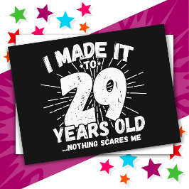 Cartão Postal Aniversário de 29 Anos Sarcástico Meme Engraçado