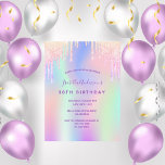 Cartão Postal aniversário de 30 anos arco-íris brilho cor-de-ros<br><div class="desc">Um convite de festas de aniversário de 30 anos feminino e feminino. Na frente: Um fundo colorido do arco-íris em roxo, rosa, verde-menta, rosa dourado. Decorado com brilho falso em ouro roxo, rosa e falso. Personalize e adicione um nome e detalhes da parte. O nome é escrito com um script...</div>