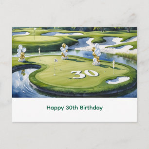Cartão Postal Aniversário de 30 anos de golfe no campo de golfe
