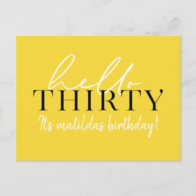 Cartão Postal Aniversário de 30 anos de Script e Geométrico (Frente)