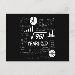 Cartão Postal Aniversário de 31 anos Raiz Quadrada Matemática 31