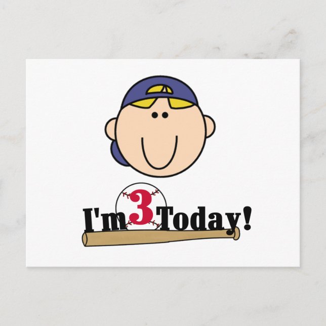 Cartão Postal Aniversário de 3 anos de Baseball Bloneiro (Frente)