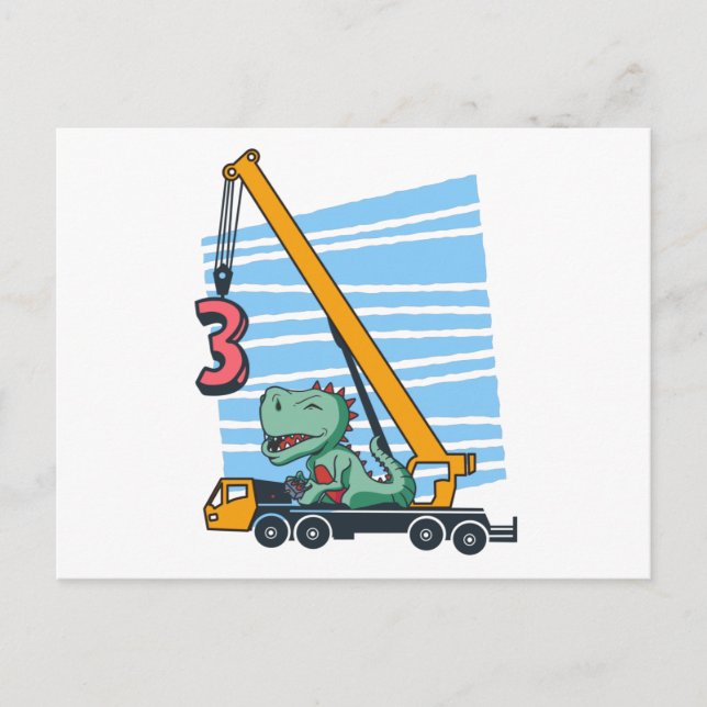 Cartão Postal Aniversário de 3 anos para crianças de 3 anos (Frente)