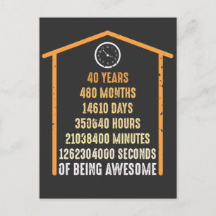 Cartão Postal aniversário de 40 anos 40 Anos De Idade 480 Meses