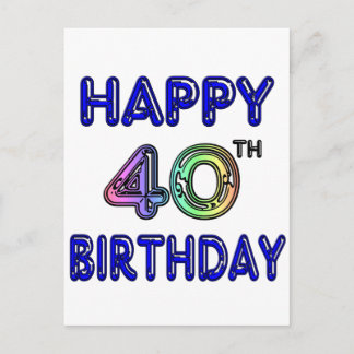 Cartão Postal aniversário de 40 anos com fonte Ballon
