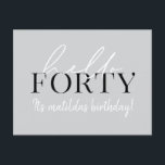 Cartão Postal Aniversário de 40 anos de Script e Geométrico<br><div class="desc">Script moderno e convite geométrico para quadragésimo aniversário. Padrão geométrico moderno do dorso. Parte de uma coleção. A cor pode ser alterada.</div>