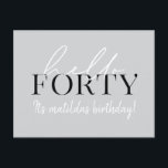 Cartão Postal Aniversário de 40 anos de Script e Geométrico<br><div class="desc">Script moderno e convite geométrico para quadragésimo aniversário. Padrão geométrico moderno do dorso. Parte de uma coleção. A cor pode ser alterada.</div>