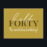 Cartão Postal Aniversário de 40 anos de Script e Geométrico<br><div class="desc">Script moderno e convite geométrico para quadragésimo aniversário. Padrão geométrico moderno do dorso. Parte de uma coleção. A cor pode ser alterada.</div>