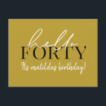 Cartão Postal Aniversário de 40 anos de Script e Geométrico<br><div class="desc">Script moderno e convite geométrico para quadragésimo aniversário. Padrão geométrico moderno do dorso. Parte de uma coleção. A cor pode ser alterada.</div>