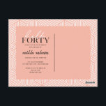 Cartão Postal Aniversário de 40 anos de Script e Geométrico<br><div class="desc">Script moderno e convite geométrico para quadragésimo aniversário. Padrão geométrico moderno do dorso. Parte de uma coleção. A cor pode ser alterada.</div>