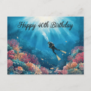 Cartão Postal Aniversário de 40 anos do Scuba debaixo d'água