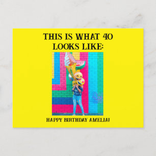 Cartão Postal Aniversário de 40 anos Engraçado Personalizado