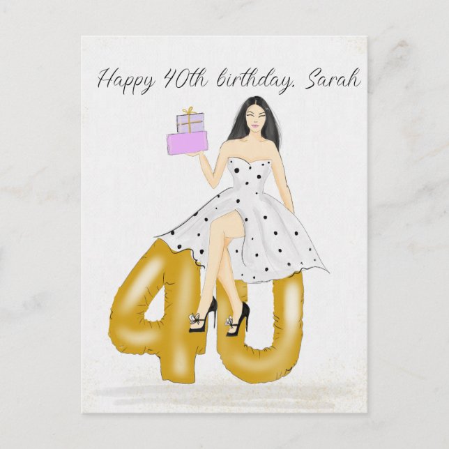 Cartão Postal Aniversário de 40 anos feliz (Frente)