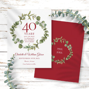 Cartão Postal Aniversário de 40 Anos Salve a Data Floresta Verde