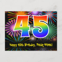 Aniversário de 45 anos – Padrão Divertido de Fogos