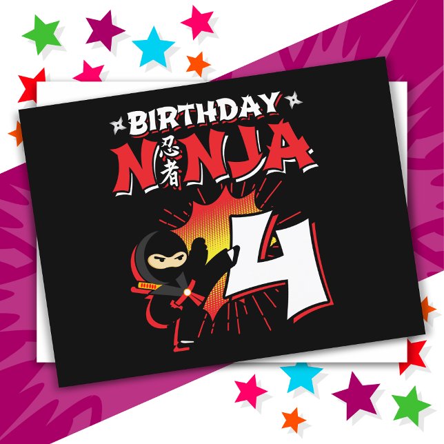 Cartão Postal Aniversário de 4 Anos de Ninja de História em Quad (Criador carregado)
