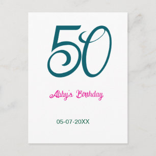 Cartão Postal aniversário de 50 anos adicionar nome ano turquesa