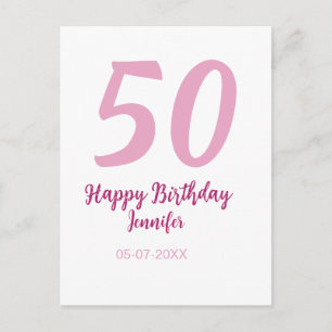 Cartão Postal aniversário de 50 anos adicionar nome data ano ros