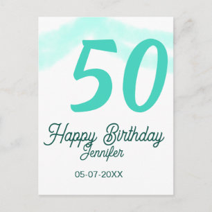 Cartão Postal aniversário de 50 anos adicione nome data ano verd