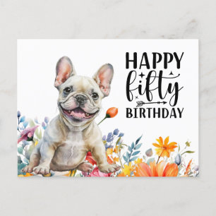 Cartão Postal Aniversário de 50 anos do Bulldog Francês 