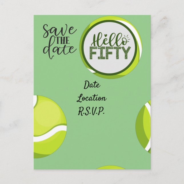Cartão Postal Aniversário de 50 anos do Tênis Salve a Data (Frente)