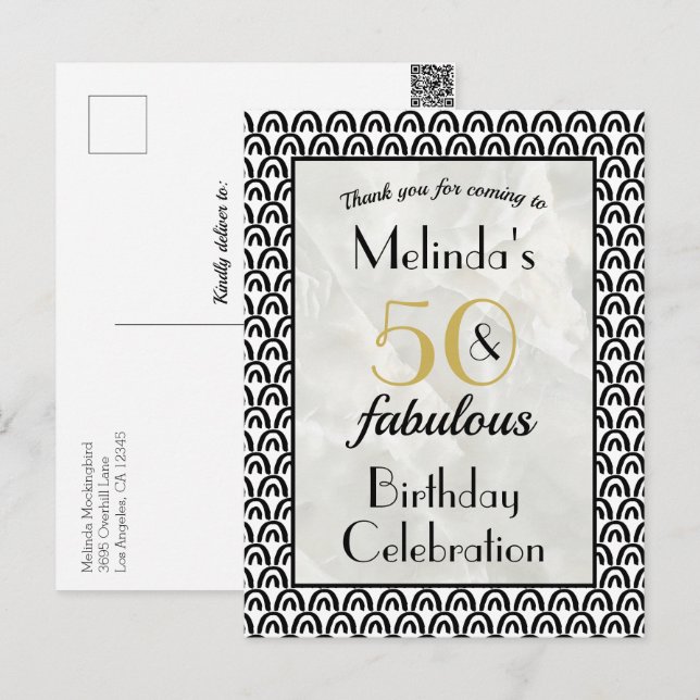 Cartão Postal Aniversário de 50 anos Fabuloso Obrigado (Frente/Verso)